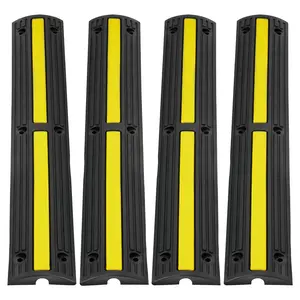 3.28 ft Cable Protector Ramp, TikTokShopBlackFriday, 4 Pack of 1 Channel, 18000 lbs/axle Capacity Heavy Duty Rubber Speed Bumps, Floor Cord Cable Protector Wire Cover, for Residential Areas, Private Garages, Gardens