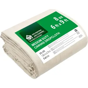 Canvas Drop Cloth - Versatile Canvas Tarp for Painting, Heavy Duty Floor & Furniture Protection, Painters Drop Cloth - (6x9 Ft)