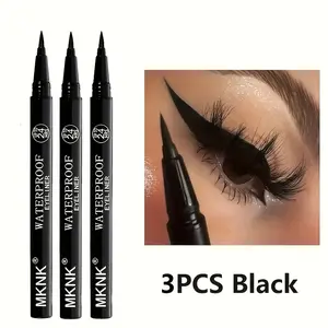 3 Ultra-Fine Liquid Eyeliners - Quick-drying, Waterproof, Sweatproof, Smudge-proof, Long-lasting Black, Precise Application for Creating Eye Makeup, Suitable for Beginners, Black Eyeliner Pen