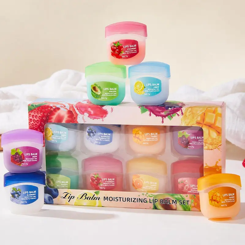 Moisture-Boosting Lip Care Multi-Pack - Alcohol-Free Assorted & Fruit Enhancing Lip Treatments, Night Balms, Colorless Lipsticks, Nourishing Masks, Travel-Size Bottles, Compact, Easy to Carry, No Harmful Additives, Youth Party Gifts
