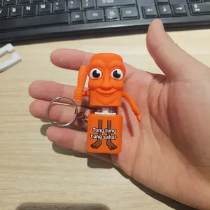 Italian Brainrot Tung Tung Sahur Realistic Sound Keychain, Viral Stress Relief Toy, Press Button Fidget Toy Gift for Adults & Kids