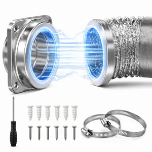 Upgrade Stainless Steel Magnetic Dryer Vent Connector Kit, Quick Connection and Disconnection Strong Magnet Self-Alignment Airtight Seal Easy to Clean Includes 3.3 ft 4" Duct, 2 Clamps and 1 Screwdriver