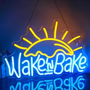 1pc Wake In Bake Neon Sign, LED Wall-Mounted DimmableNeon Light, USB Powered LIghts for Home Office Shop Decor Birthday Party Gift, Festive Atmosphere