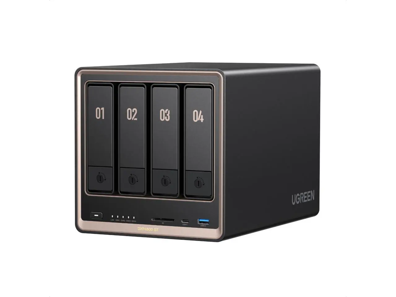 UGREEN NASync DXP4800 GT 4-bay NAS, AMD Ryzen Embedded R2514, Dual 10GbE GbE LAN, Dual M.2 NVMe SSD Slots, Diskless