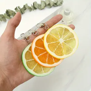 [Lemon Keychain] Creative Large Lemon Slice Keychain | Floating PVC Fruit Charm with Carabiner Clip, Alloy Bag Accessory for Sports Enthusiasts