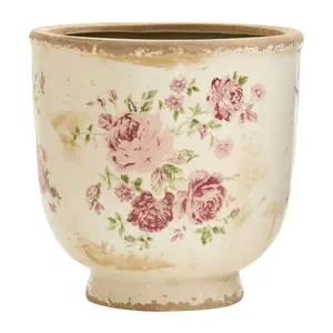 Nearly Natural 7.5" Tuscan Ceramic Floral PrintPlanter