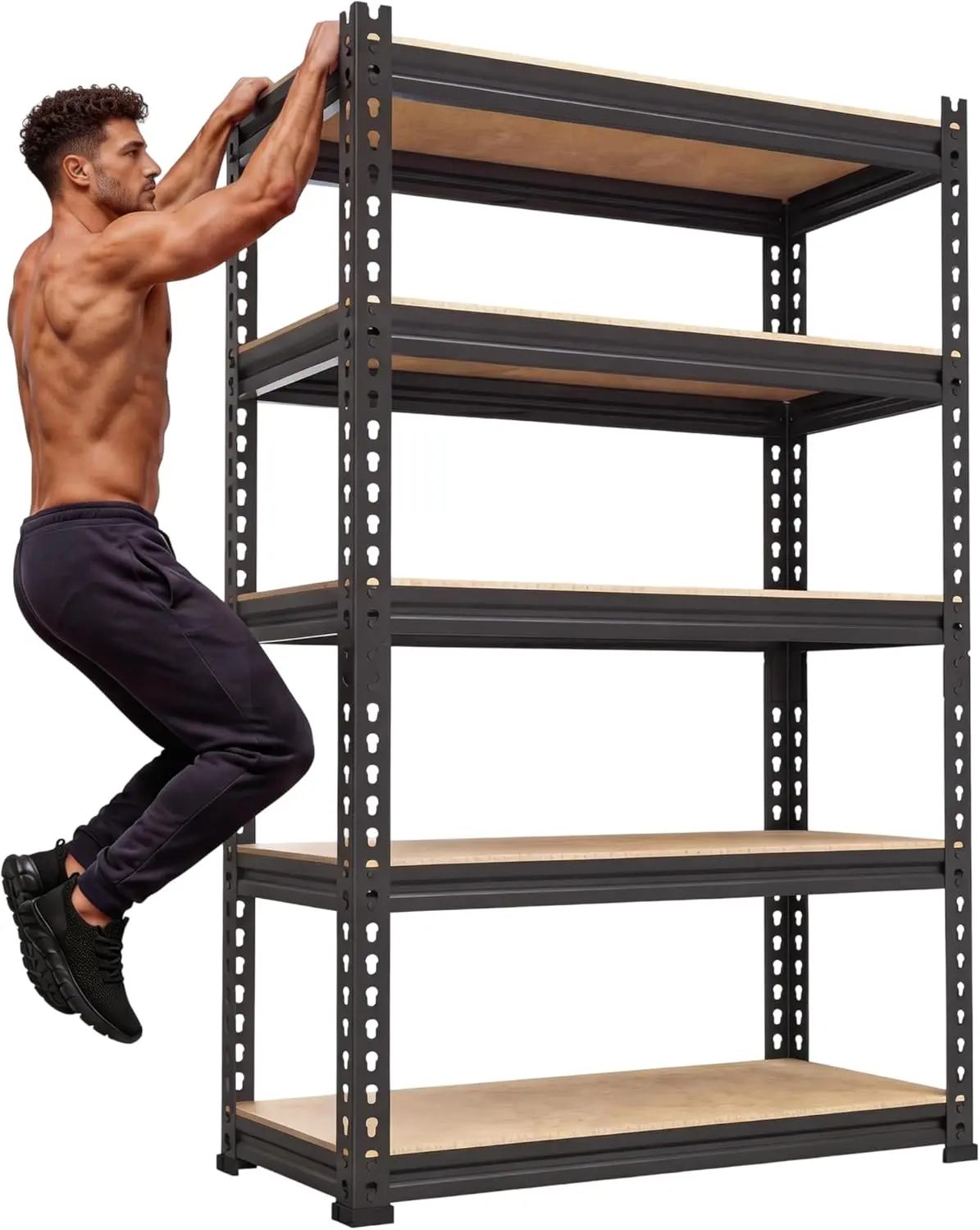 【Father's Day Gift】Storage Shelves - PrimeZone 5 Tier Adjustable Garage Storage Shelving, Heavy Duty Metal Storage Utility Rack Shelf Unit for Warehouse Pantry Closet Kitchen, 28" x 12" x 59", Black