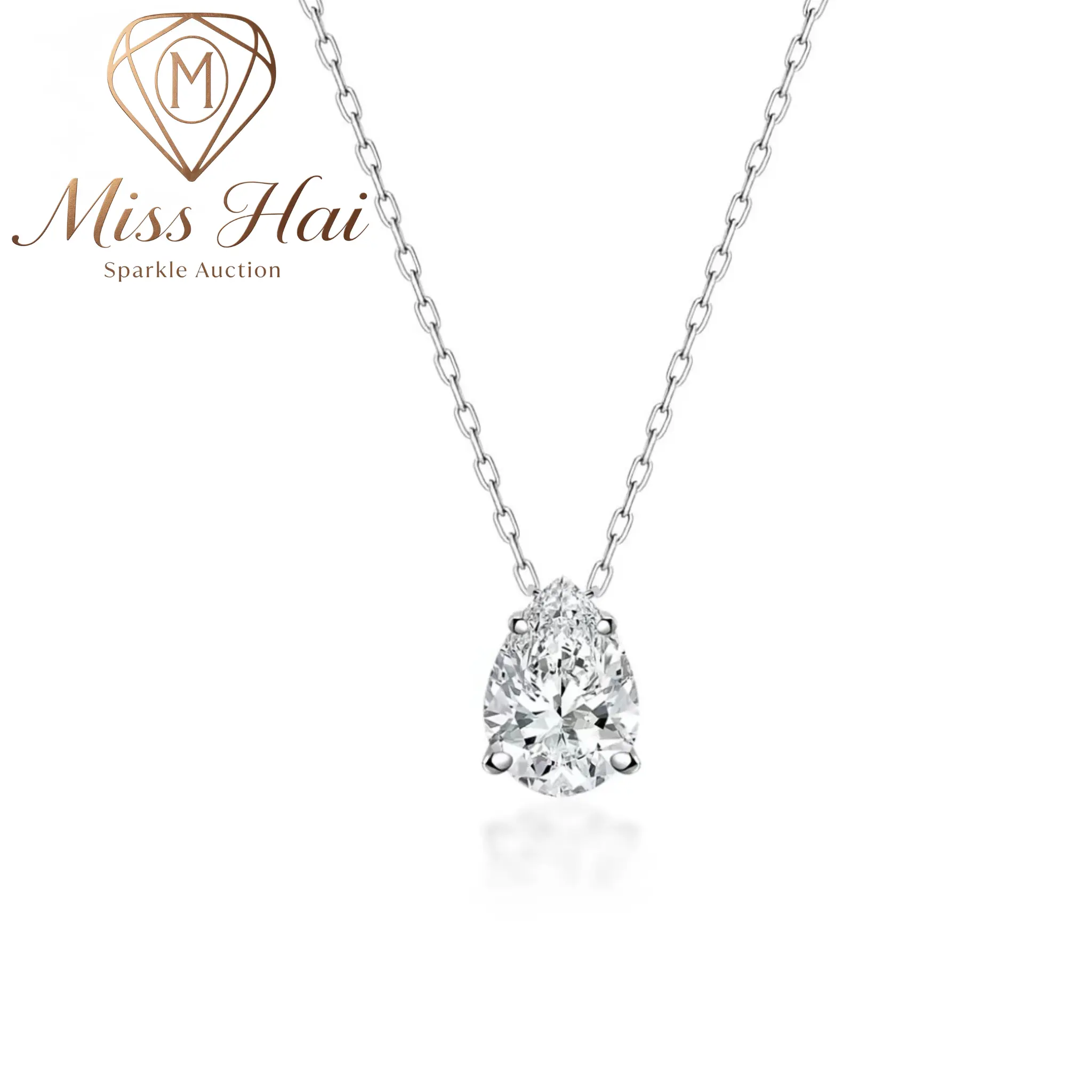 MISS HAI 【Aurora Drop Series】Luxury Pear‑Cut Jewelry Collection, 14K Gold‑Plated VVS Synthetic Moissanite Solitaire Drop Necklace and Huggie Hoop Earrings, Copper‑Based Fashion Set, Stylish Present for Wedding, Engagement & Holiday Gifting