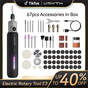 VMYTH iPen E3 Rotary Tool Kit, Brushless Mini Engraving Pen, 22000RPM 8-Speed, 67PCS, Cordless for Sanding Polishing Carving Drilling Cutting, 3D Print Finishing, Wood Metal Jewelry DIY Crafts Home Repair Gift