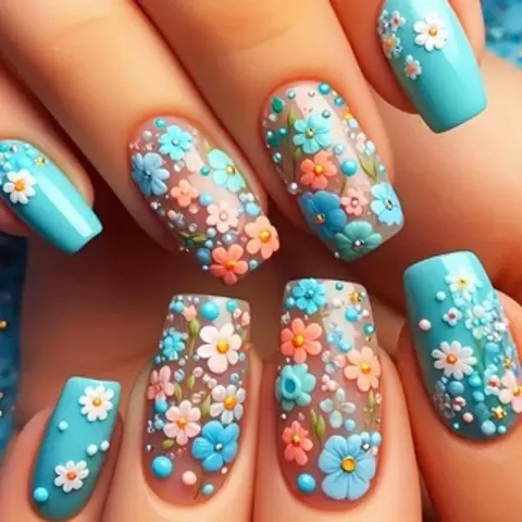 Flower Pattern Fake Nails with Nail File & Tape, 24pcs Removable False Nails for Women Girls Nail Art, Flower Design Nails, Effortless Press on Nails Manicure Set