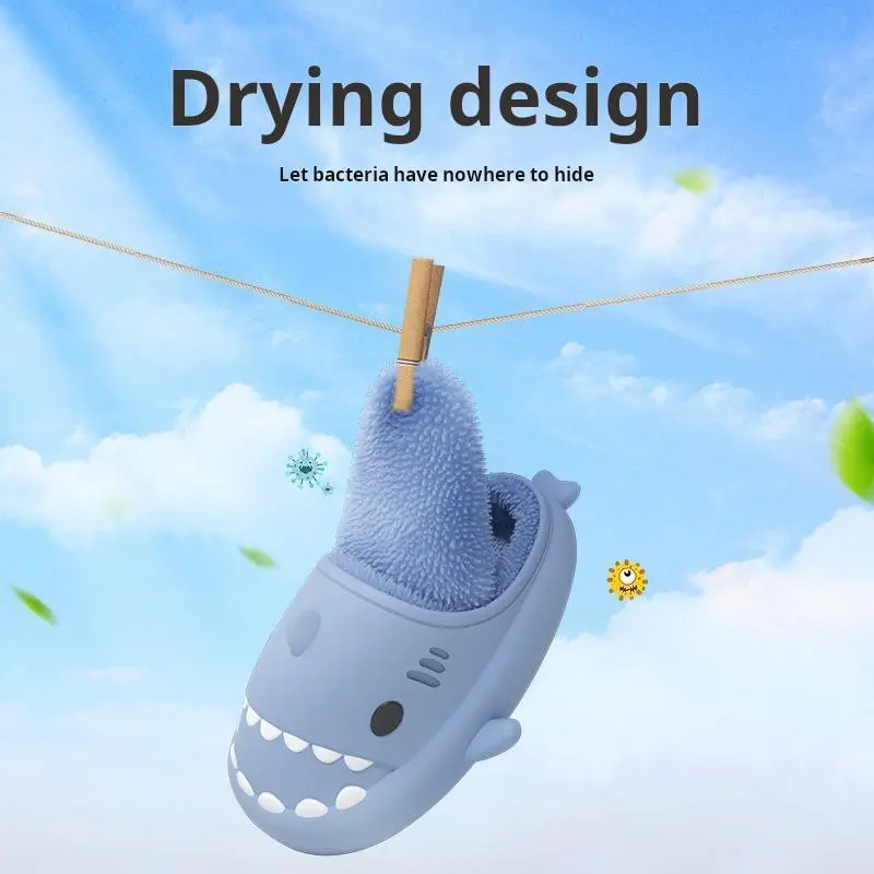 Playful Animal Shark Cotton Slippers for Women - Shoe, Footwear, Soft, Warm Long Pile, Lightweight, Waterproof, Non-Slip, Perfect Autumn Winter Home/Lounge Christmas Valentine's Day Gift
