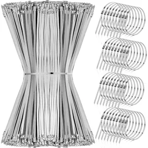1000 Pcs Metal Zip Ties 304 Stainless Steel Zip Ties Heavy Duty Multi-Purpose Self Locking Cable Ties for Exhaust Machinery Fence Farm Pipe Roof Outdoor (11.8 Inch)