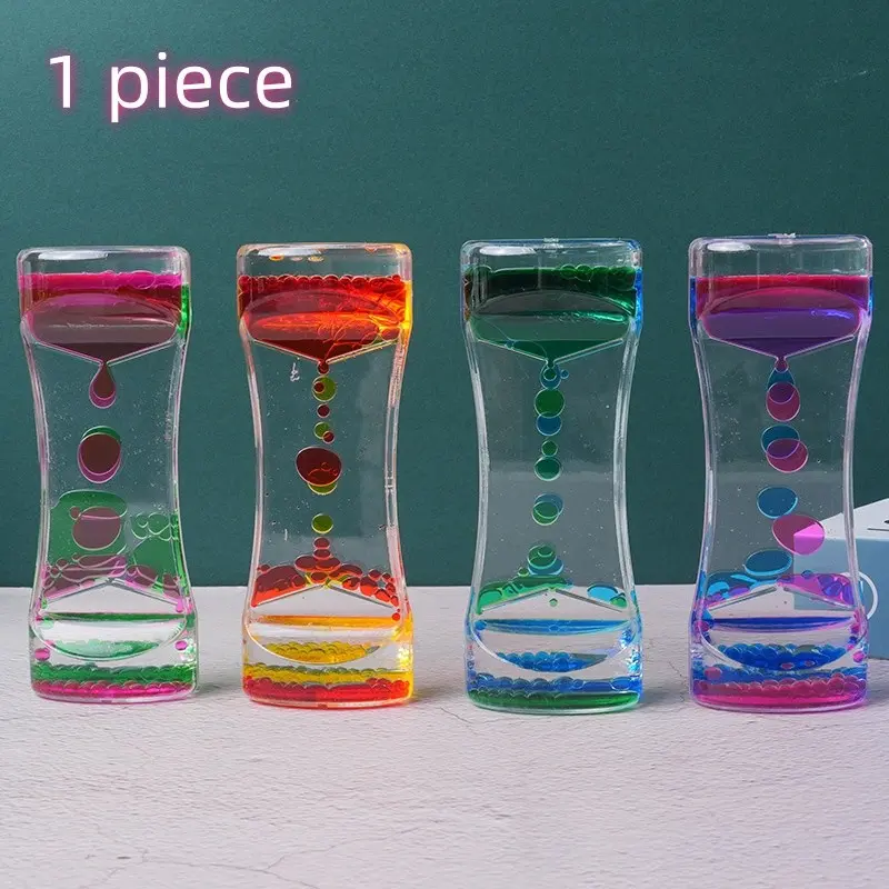 Slim Waist Dual-Color Liquid Oil Hourglass Timer - Acrylic Dynamic Dripping Stress Relief Fidget Toy, Calming Sensory Desk Decor, Creative Gift for Relaxation, Desk Ornament & Fidgeting, Fidget Sensory Product