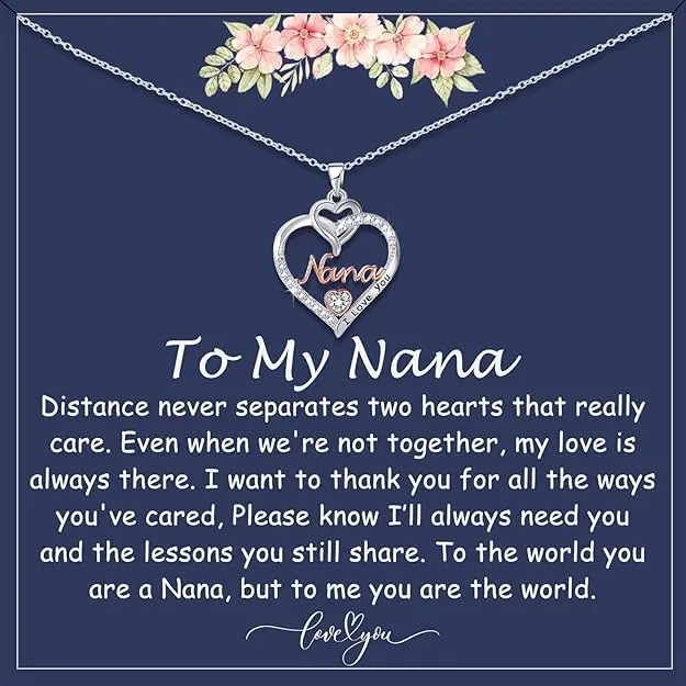 To My Nana Necklace, Nana Gifts, Nana Necklace Gift, I Love You Nana Gift, Sterling Silver Love Knot Necklace for Women for Mom Daughter Sister Birthday Gift Mom on Wedding Christmas Necklace