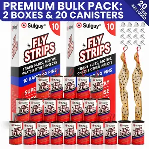 Sulguy 20PK Fly Traps Strips Indoor Outdoor, Flies Paper Sticky Hanging with Pins, Fruit Fly Tape Ribbon Roll for Home, Bug & Gnat Catchers for Inside, House Fly Killer for Winged Insect, Mosquito