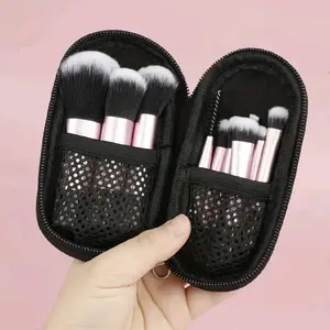 Travel-Ready Makeup Brush Set - 10pcs Mini Brushes with 1 Count Storage Bag, Short Handle Multifunctional Makeup Tool Kit