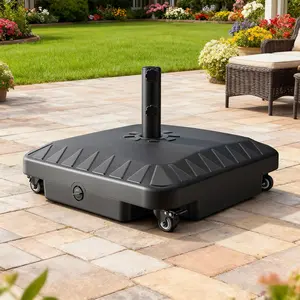 TSYPAIRS Patio Umbrella Base, Heavy Duty with Wheels Fillable Square Umbrella Stand, Fits 6–12 ft Umbrellas, Outdoor Patio/Deck/Poolside/Lawn, Black