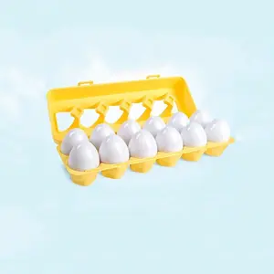 Match Egg 6/12 Piece Color & Shape Sorting Puzzle Set, Toddler Playset, Pretend Play Set, Early Learning Educational Toy for Toddlers, Montessori Gift for Kids