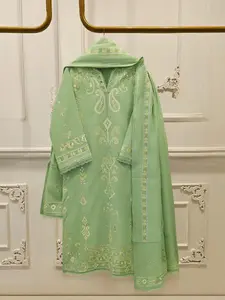 Aghanoor 3 Piece - Embroidered Kora Cotton Suit