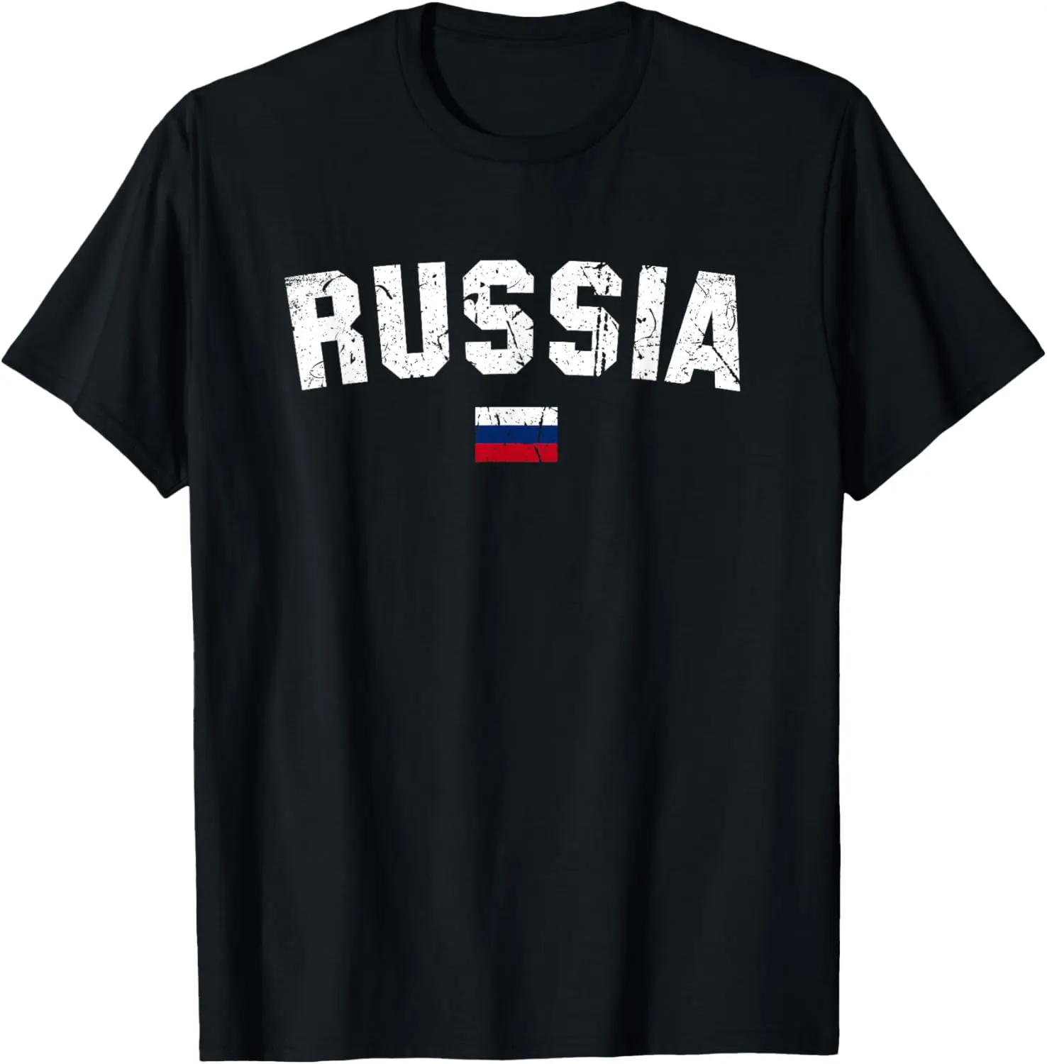 Women's Vintage Distressed Russia Flag Graphic T-Shirt - 100% Cotton, Casual Round Neck, Short Sleeve, Everyday Streetwear Tshirt