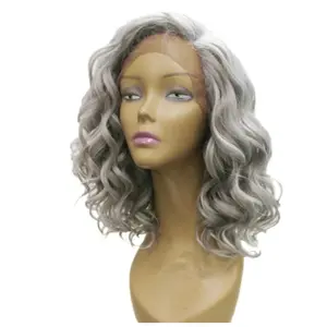 Silver Gray Loose Body Wave Synthetic Wig 12 inches
