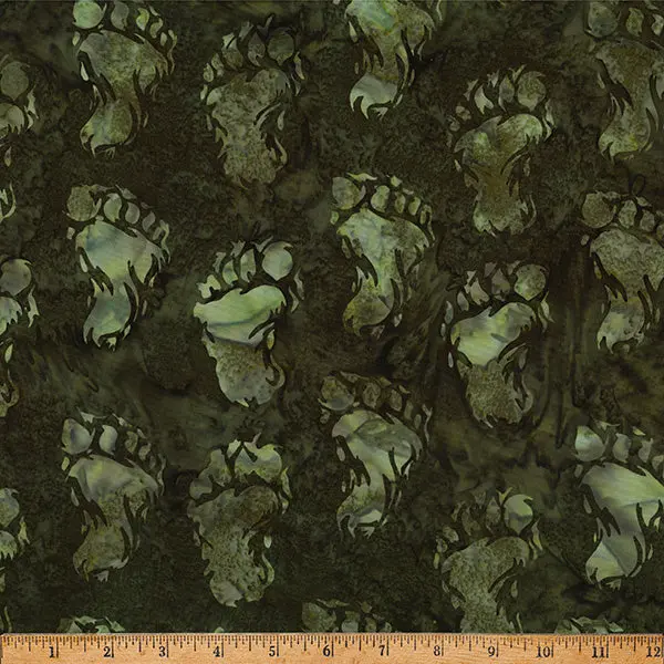 Fabric Hoffman Olive Big Foot Footprint Big Foot Bali Batiks by the Quarter Yard X2642-96