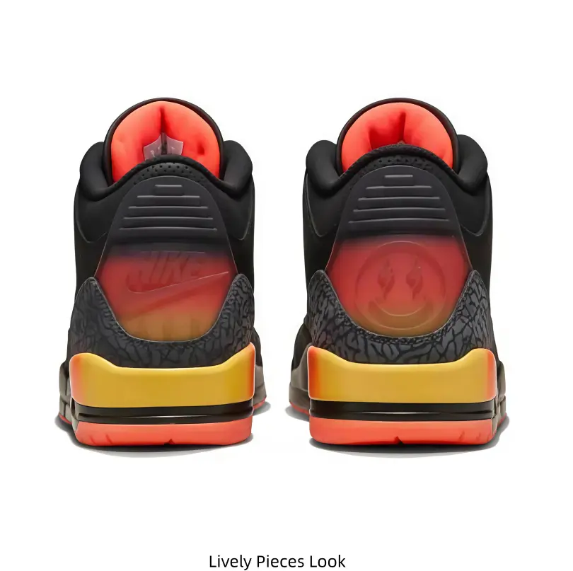Bold All Matte Black Mid Cut Court Basketball Sneakers Full Smooth Leather Metallic Gold Side Accent Gradient Orange Red Heel Shock Absorb Translucent Orange Crystal Anti Slip Outsole All Game Day Comfort Retro Lifestyle Trainers For Men Women