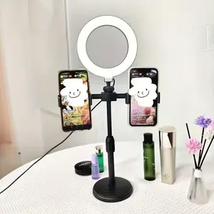360° Rotating Universal Selfie Live Streaming Stand for Mobile Phones - Adjustable, High-Quality Durable Accessory with Dual Clamp Adapter, Dual Cameras, Beauty Light for YouTube Content Creation, Accessories