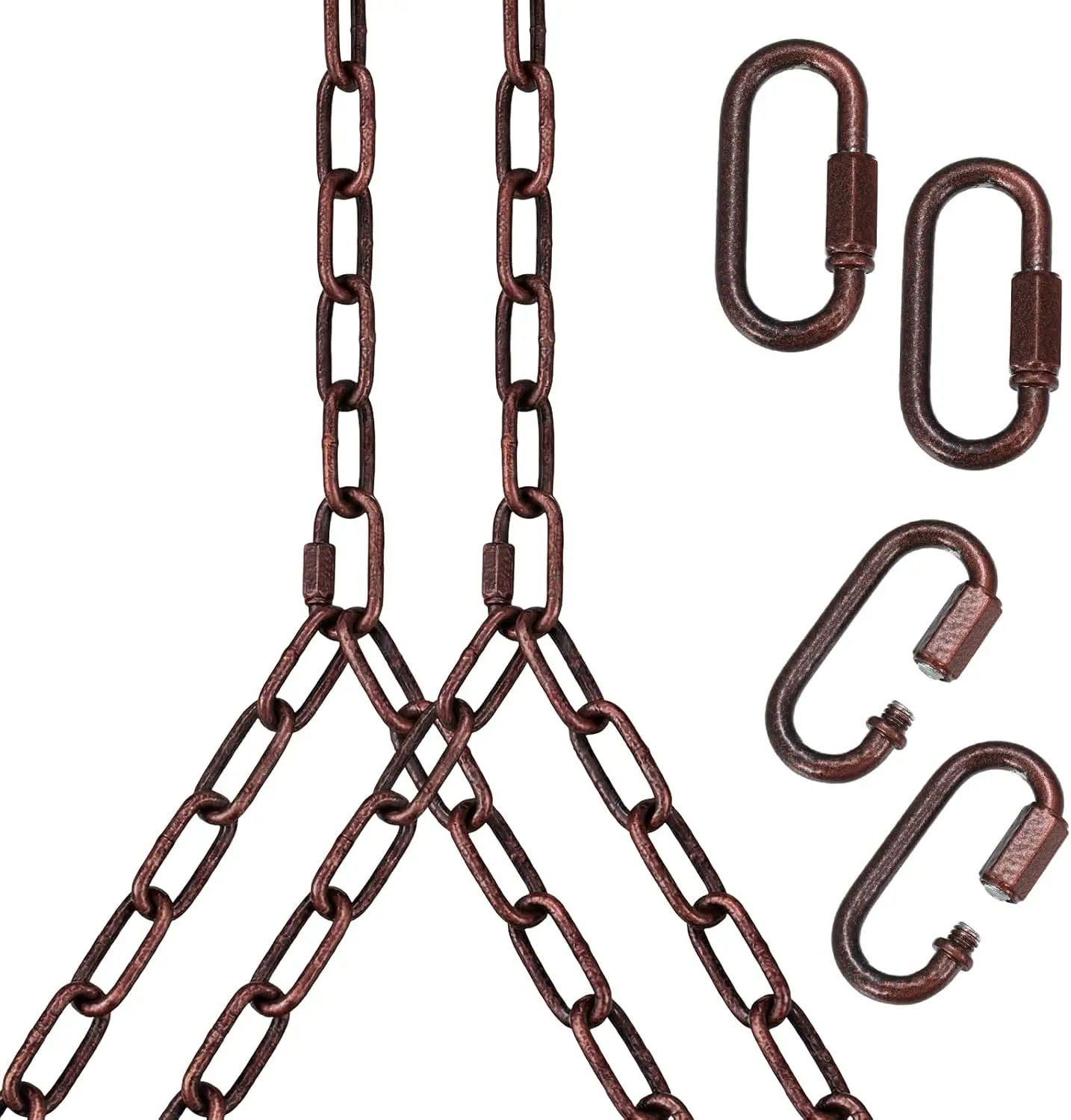 Heavy Duty Porch Swing Hanging Chain Kit (2 Pack) 1500 Lbs Capacity, Up to 7.1ft Length- Rustproof Zinc-Plated, 4 Quick Links & 2 Y-Chain Assemblies, Indoor/Outdoor Hanging Hardware(Bronze)