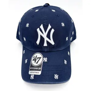 ’47 Brand New York Yankees Navy Confetti Clean Up Cap - Adjustable Strap, Soft Cotton Fabric, Mini Logo Print, Relaxed Fit, Perfect for Casual Outfits