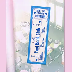 Fudanshi Yaoi Book Club Bookmark | BL Anime Ticket Bookmark | Laminated Double Sided 6x2