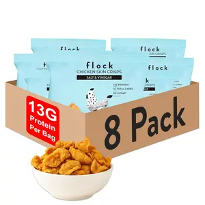 Salt & Vinegar Chicken Skin Crisps | 8-Pack | High Protein, Low Carb, Low Sugar Snack | Keto and GLP-1 Friendly