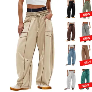 SCUSTY Womens Barrel Sweatpants High Waisted Wide Leg Pants Drawstring Athletic Baggy Pants Lounge Sweats
