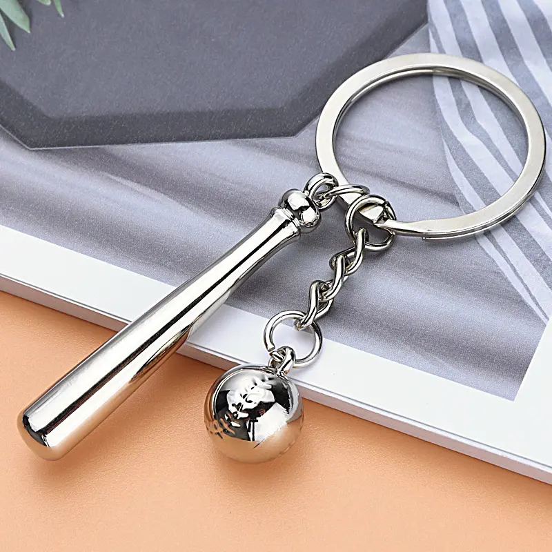 Baseball Bat Shape Keychain, 3D Metal Sports Style, Creative Gift for Fans & Christmas Present, Unique Design Accessory