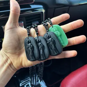 Handmade san judas tadeo  Rosary Necklace - Black and Green