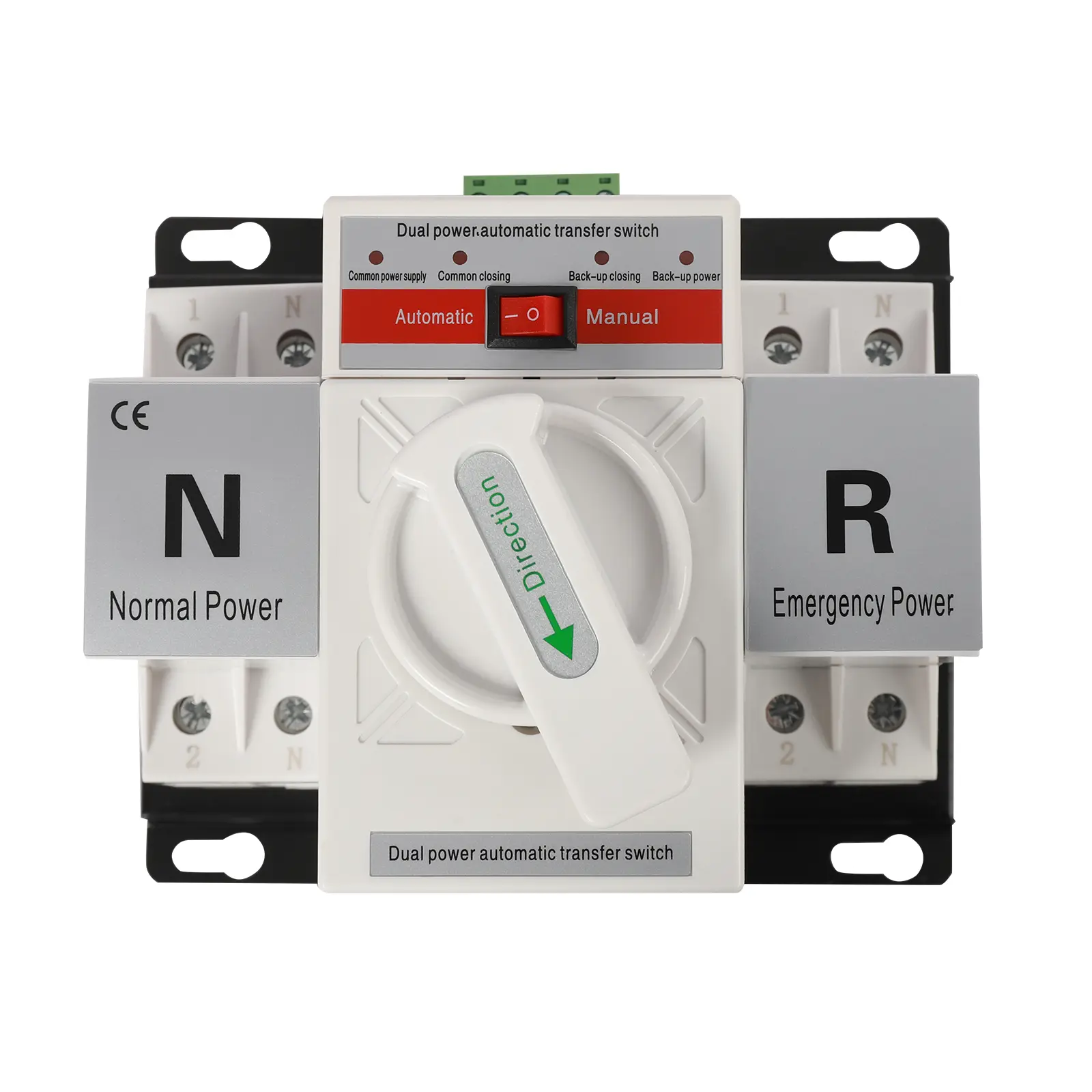 63A 2-Pole Smart Control Dual-Power Automatic Transfer Switch, 110V 50/60Hz Auto/Manual Switch for Home Electrical Panel, Auto Mode Keeps Power Steady