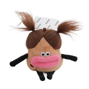 2026 new Funny Fried Hair Potato King Big Mouth Girl Plush Keychain Sausage Mouth Big Mouth Girl Cotton Doll Plush Fun Decorative