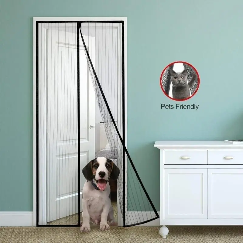 Magnetic Screen Door, Self-Sealing Mesh Insect Barrier, Pet and Child Friendly, Durable Nylon Material, Bohemian Style, Screen Door For Sliding Glass Door