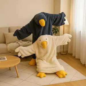 Snuggy Goose Hooded Fleece Robe – Funny Goose Plush Hoodie Blanket Wearable, Cozy Animal Pajama Costume, Soft Warm Winter Loungewear for Adults & Teens, Cute Gift Idea