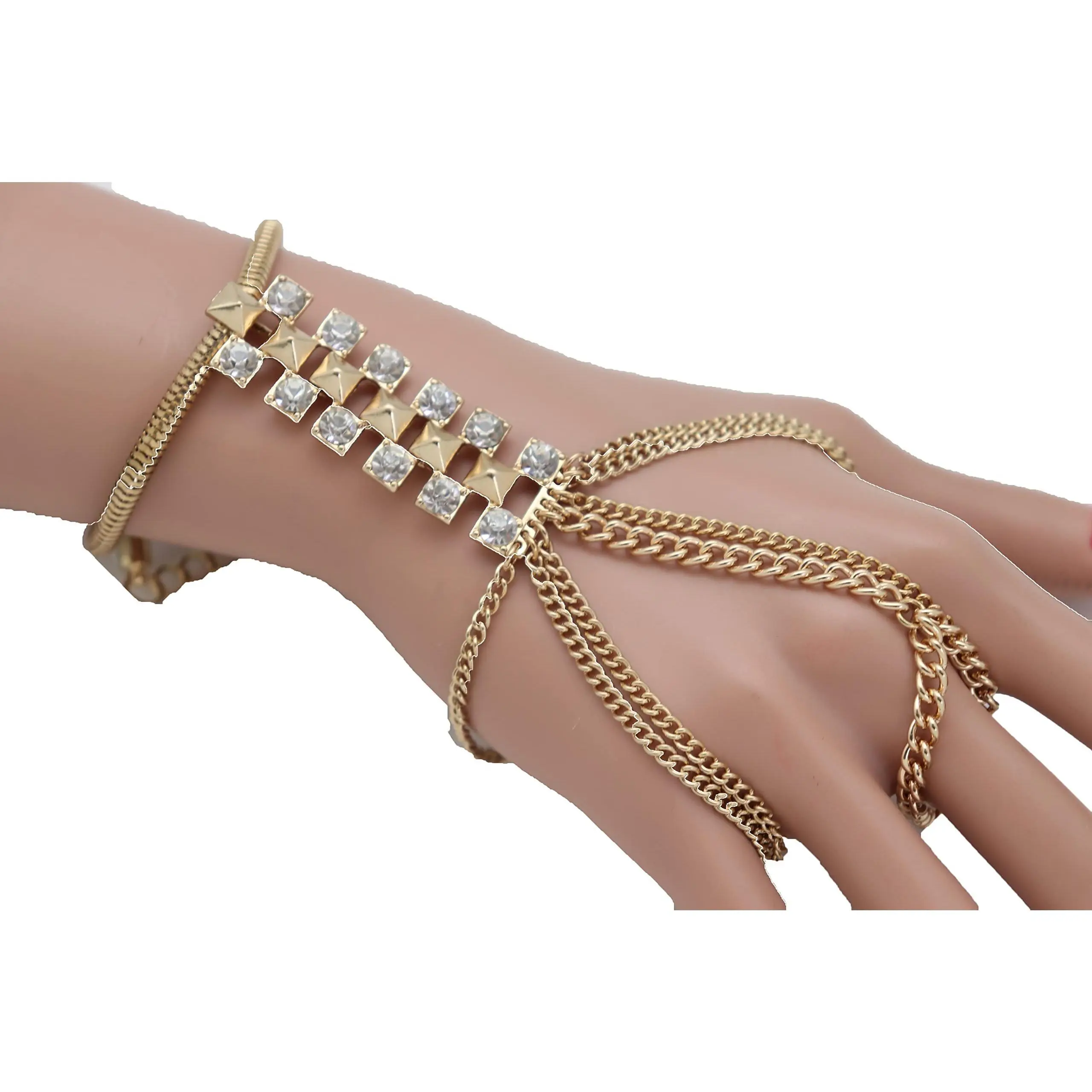 Women Gold Metal Chain Bracelet - Fashion Jewelry Retro Charm Connected Tassel Fringe