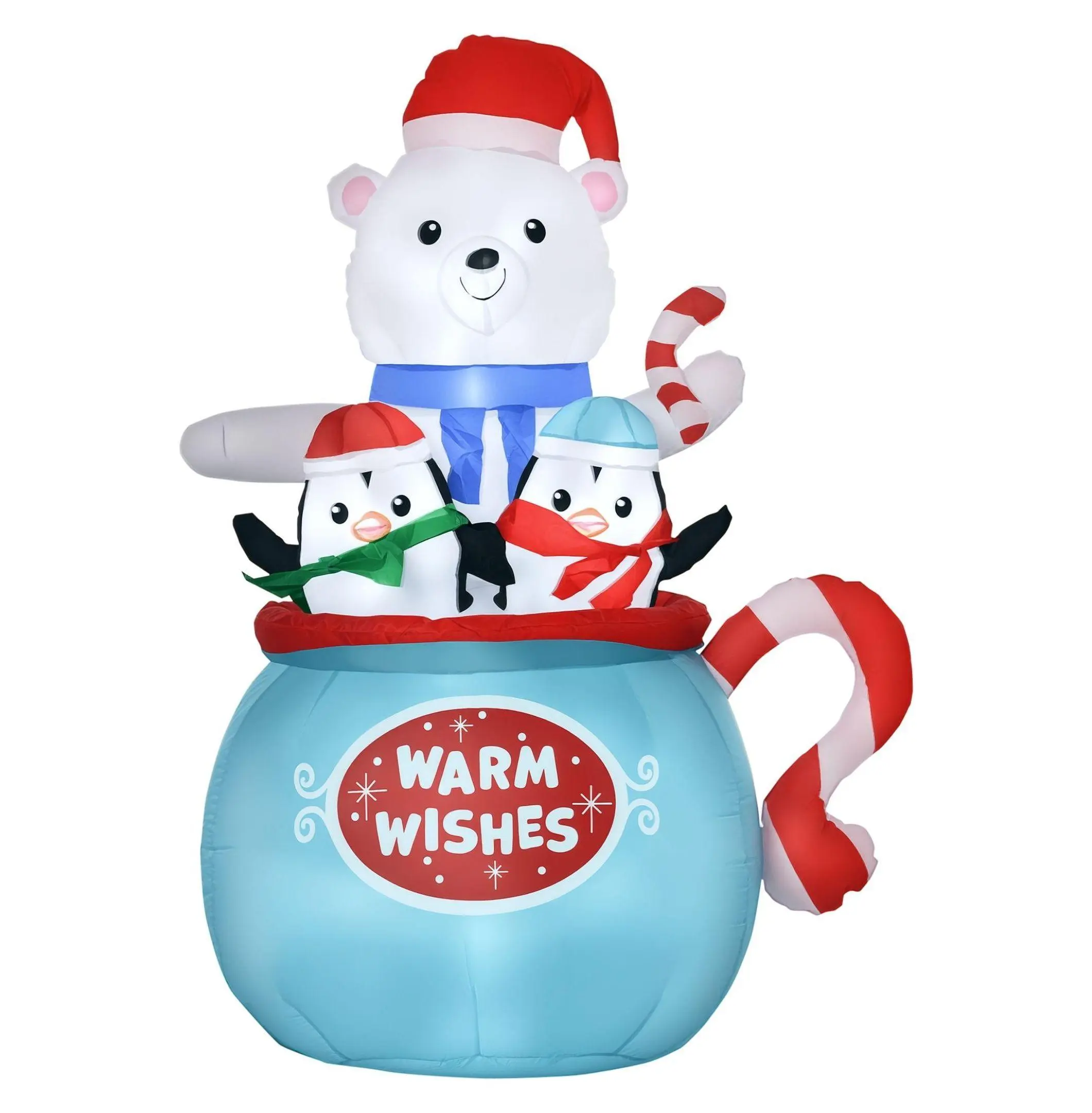 5ft Christmas Inflatables Outdoor - Polar Bear & Penguins in Cup, LED Yard Decor Default Title