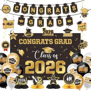 2026 Graduation Decorations  Themed Set - Class of 2026 Congrats Grad Banner, Balloons,  and Streamers Kit for School and College Graduation Party Supplies