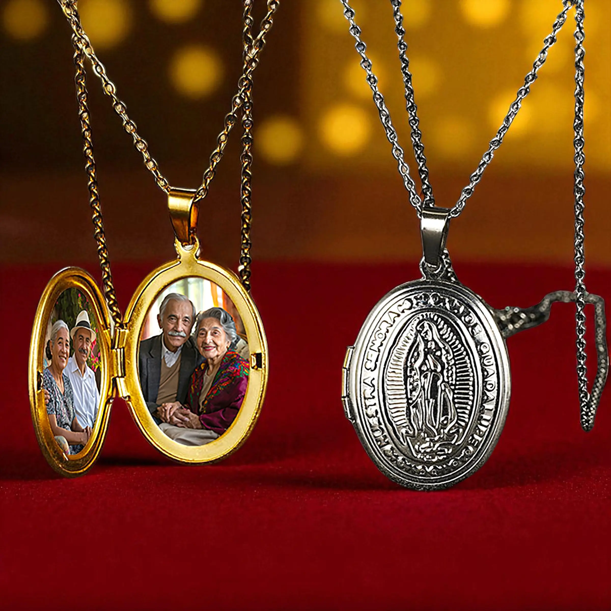 Guadalupe Stainless Steel Locket with 2 Photos Guadalupe Stainless Steel Locket with 2 Photos