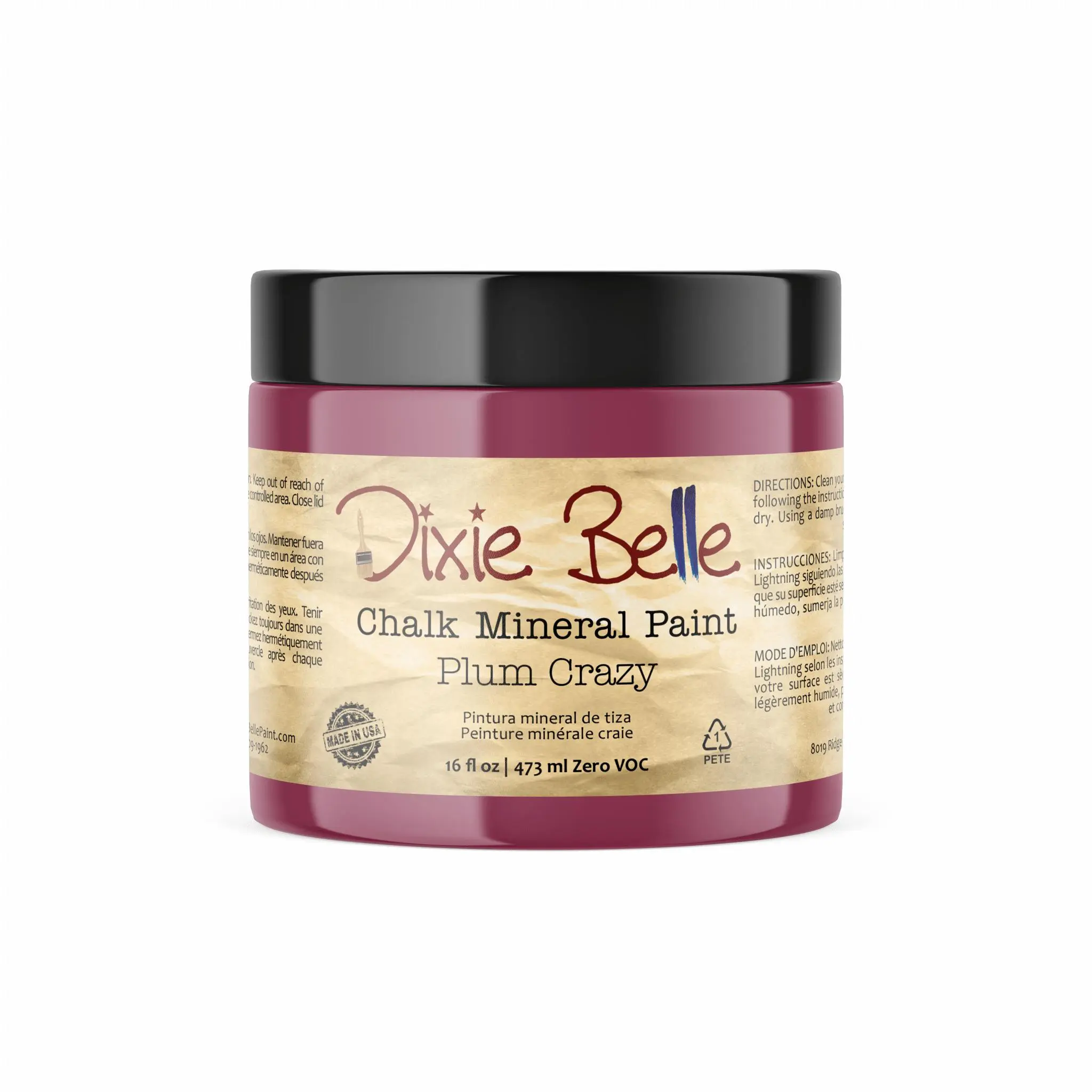 Dixie Belle Paint Company Chalk Finish Furniture Paint | Plum Crazy (16oz) | Matte Deep Pink Chic Chalk Mineral Paint | DIY Furniture Paint | Made in the USA