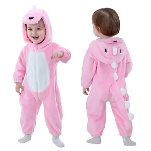 TONWHAR Pink Dinosaur Animal Costume for Kids Halloween Christmas Festival Onesie for Boys Girls Comfortable Baby Rompers with Two Way Zipper