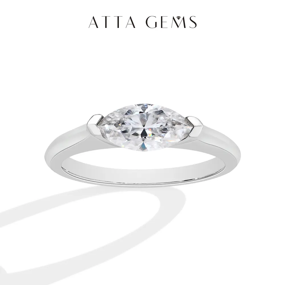 Marquise Cut 1.0CT Lab-Created Moissanite Ring for Women Men Unisex 925 Sterling Silver Engagement Wedding Daily Wear Rings Fine Jewelry Unique Versatile Elegant Gift R135, Engagement Rings