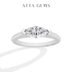 Marquise Cut 1.0CT Lab-Created Moissanite Ring for Women Men Unisex 925 Sterling Silver Engagement Wedding Daily Wear Rings Fine Jewelry Unique Versatile Elegant Gift R135