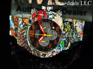 Rare New Invicta Men's 52mm GRAND Pro Diver GRAFFITI Chronograph HYDROPLATED Stainless Steel Watch
