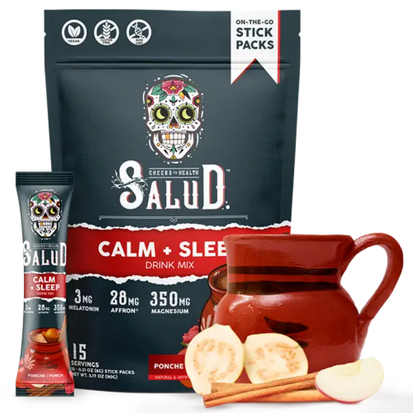 Taste Salud Salud 2-in-1 Sleep Aid + Calm Drink Mix Punch Flavor with Vitamins & Minerals like Melatonin, Magnesium, Saffron Extract, L-Theanine & Veg