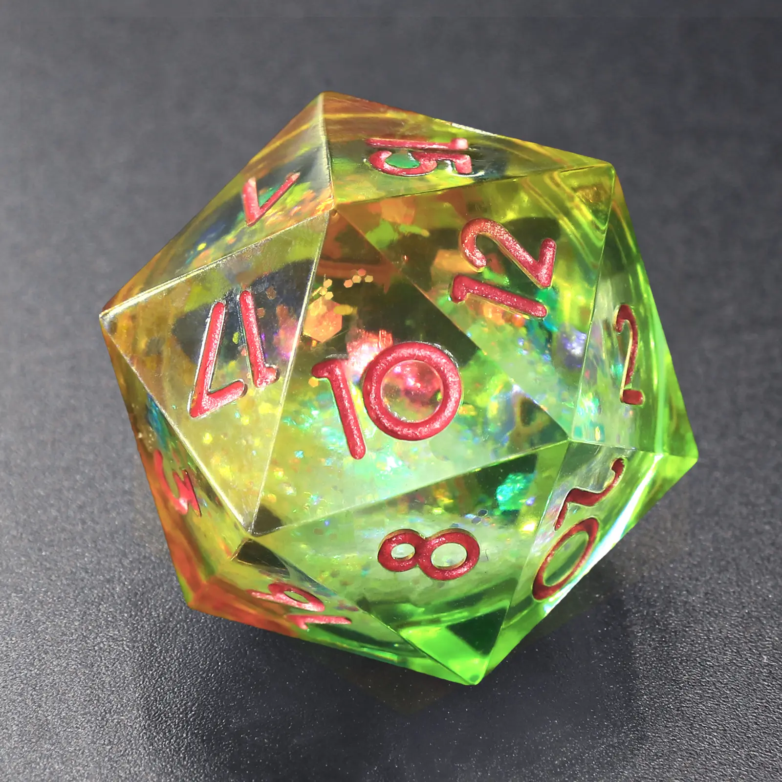 Durable 7-Piece Sharp-Edge Liquid Core Resin Polyhedral Dice Set with Liquid Core Ball, for Dungeons & Dragons RPG Role-Playing Games, Cardboard Box Packaging